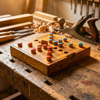 Hand Carved Teak Wood Strategy Game: 2 Player Traditional Board Game Toy - Siam Wood Artisans