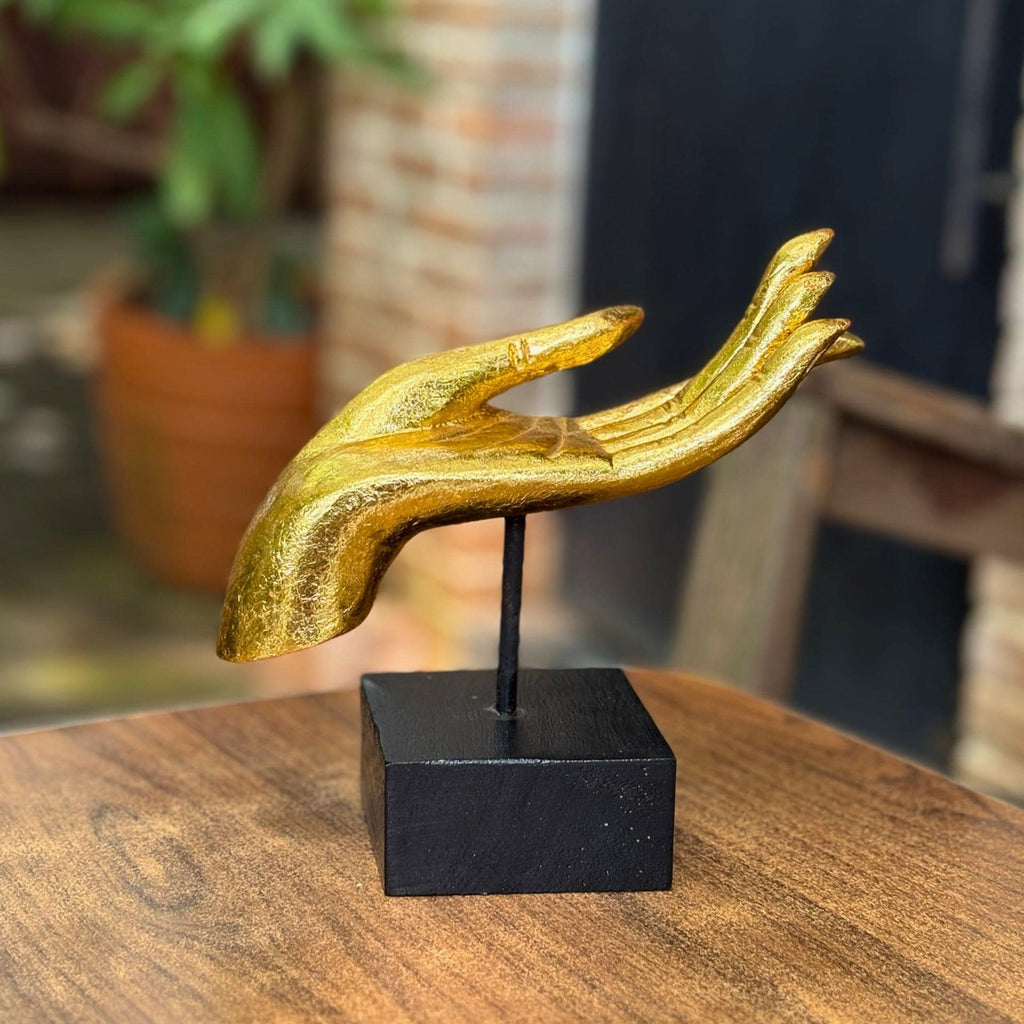 Golden Mudra Hand Sculpture: Vintage Thai Zen Meditation Decor