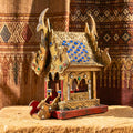 Hand Painted Thai Teak Wood Spirit House: Traditional Temple Shrine, Folk Art
