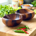 Hand Carved Wood Bowl Set- Rustic Soup & Cereal Bowls