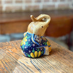 Hand Painted Thai Elephant Figurine: Batik Style Wood Sculpture - Siam Wood Artisans