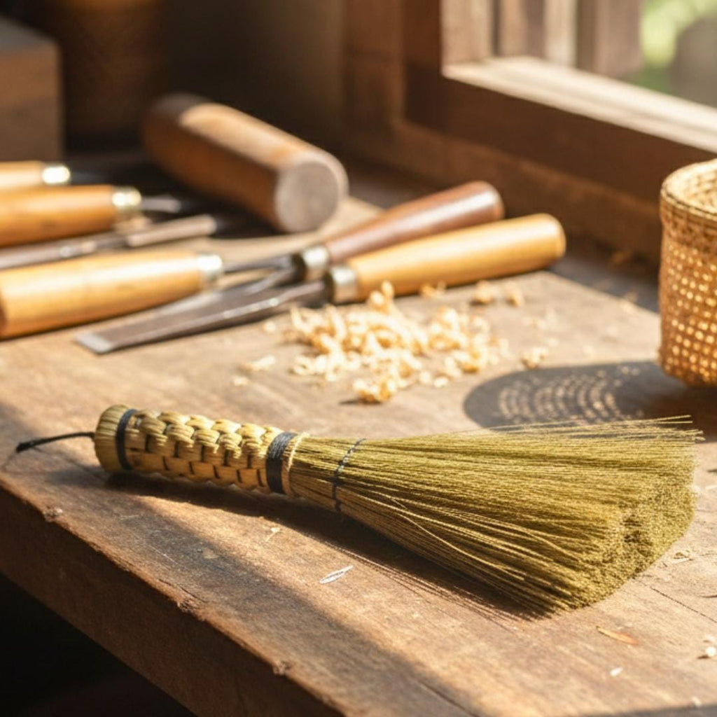 Handcrafted Natural Fiber Dusting Brush: Desktop Cleaning Tool