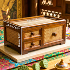 Storage Drawers Teak Wood Rattan 14 Inch Jewelry Organizer Housewarming Gift for Minimalist - Siam Wood Artisans