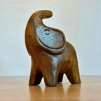 Acacia Wood Elephant Figurine, 4 Inch Lucky Animal Statue, Housewarming Gift for Minimalist - Siam Wood Artisans