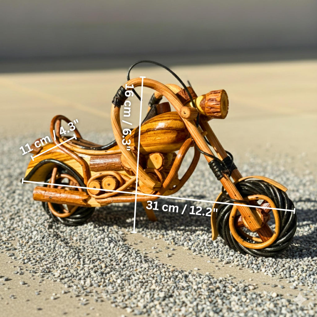 Handcrafted Wooden Motorcycle Model: Chopper Bike Hobby Gift & Toy