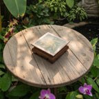 Hand Painted Wooden Altar Stand: Thai Floral Art Display Riser - Siam Wood Artisans