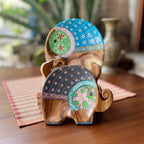 Hand Painted Wooden Elephant Plate with Floral Design: Thai Folk Art Decor - Siam Wood Artisans