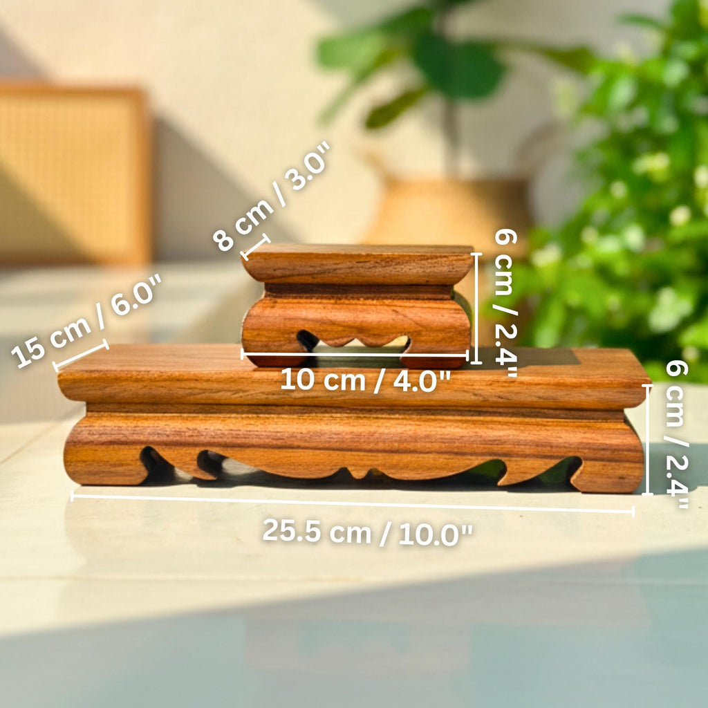 Hand Carved Wood Display Riser Set of 2: Meditation Altar Stands