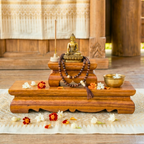 Acacia Wood Altar Stand, Set of 2 Display Risers, Meditation Gift for Yoga Lover - Siam Wood Artisans