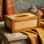 Tissue Box Teak Wood Rustic 11 Inch Rectangular Cover - Siam Wood Artisans