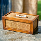 Tissue Box Teak Wood Rustic 11 Inch Rectangular Cover - Siam Wood Artisans