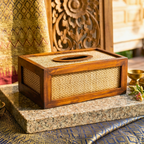 Tissue Box Teak Wood Rustic 11 Inch Rectangular Cover - Siam Wood Artisans