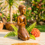 Acacia Wood Thai Gentleman, 16 Inch Mudra Greeting Sculpture, Cultural Gift for Art Collector - Siam Wood Artisans