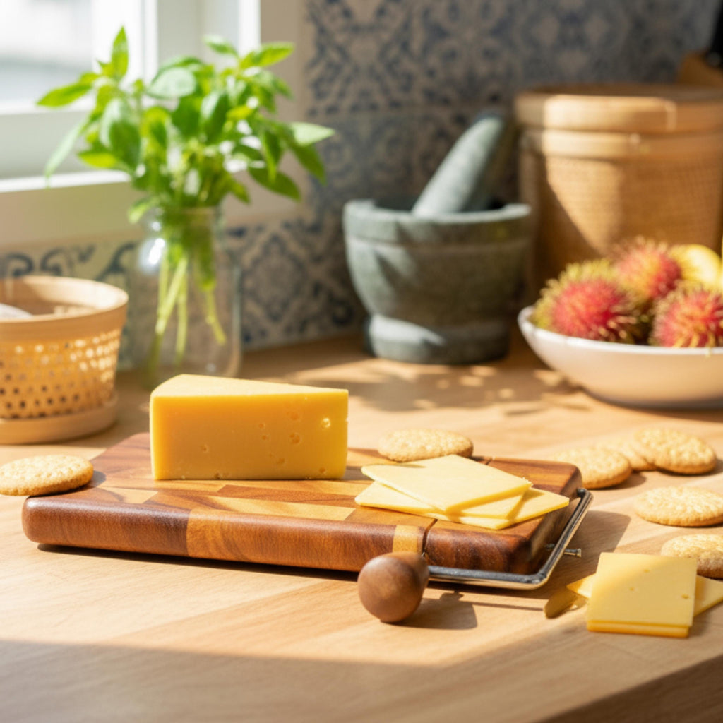 Hand Carved Hardwood Cheese Cutter Board: Upcycled Rustic Kitchen Gift