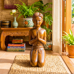 Acacia Wood Thai Gentleman, 16 Inch Mudra Greeting Sculpture, Cultural Gift for Art Collector - Siam Wood Artisans