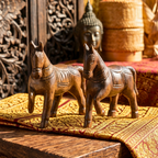 Teak Wood Horse, 4 Inch Miniature Sculpture Set, Housewarming Gift for Minimalist - Siam Wood Artisans
