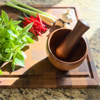 Hand Carved Wooden Mortar and Pestle: Spice Grinder Kitchen Tool - Siam Wood Artisans
