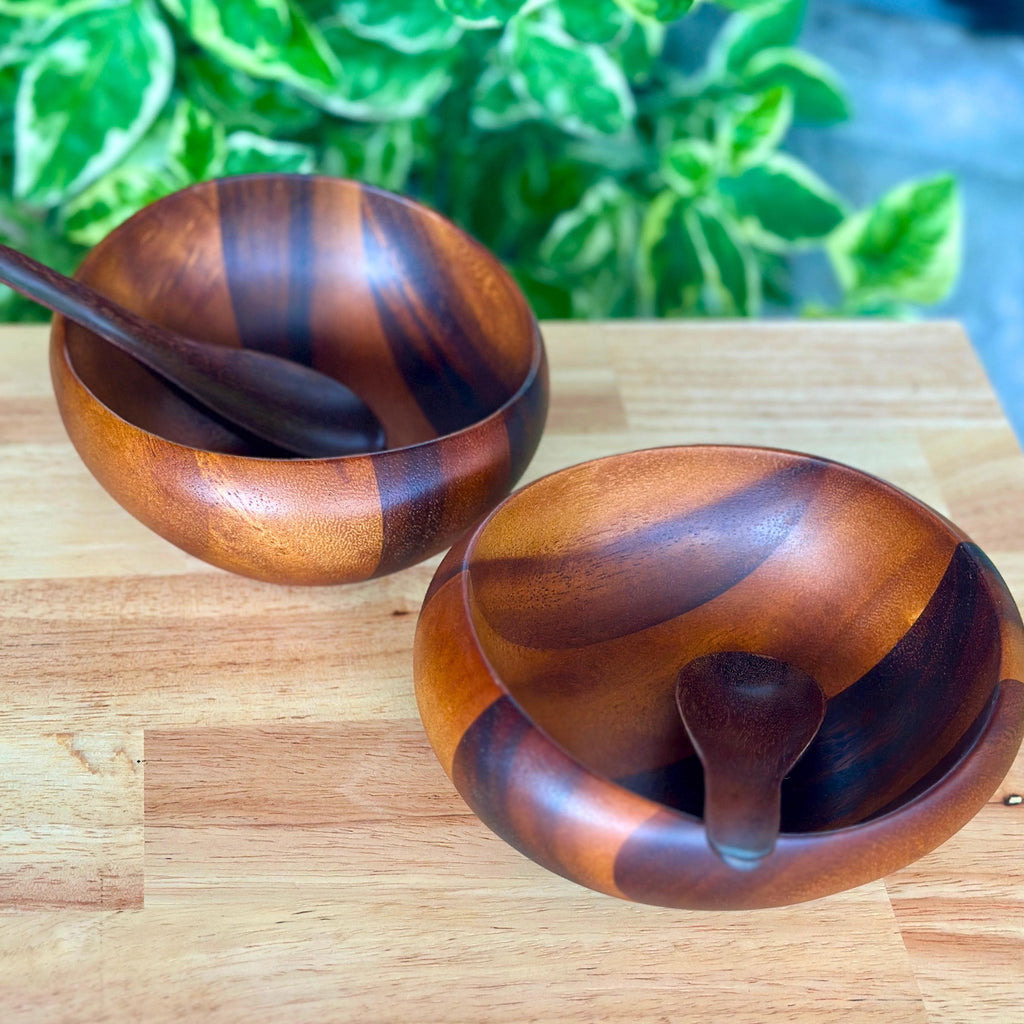 Hand Carved Wood Bowl Set- Rustic Soup & Cereal Bowls