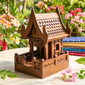 Teak Wood Spirit House, 19 Inch Grand Architectural Model, Authentic Zen Home Sanctuary