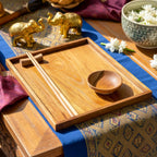 Wooden Sushi Serving Set: Hand Carved Hardwood Japanese-Style Tableware - Siam Wood Artisans