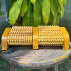 Teak Wood Foot Massage Roller 11 Inch Dual Reflexology Tool for Yoga Lover - Siam Wood Artisans