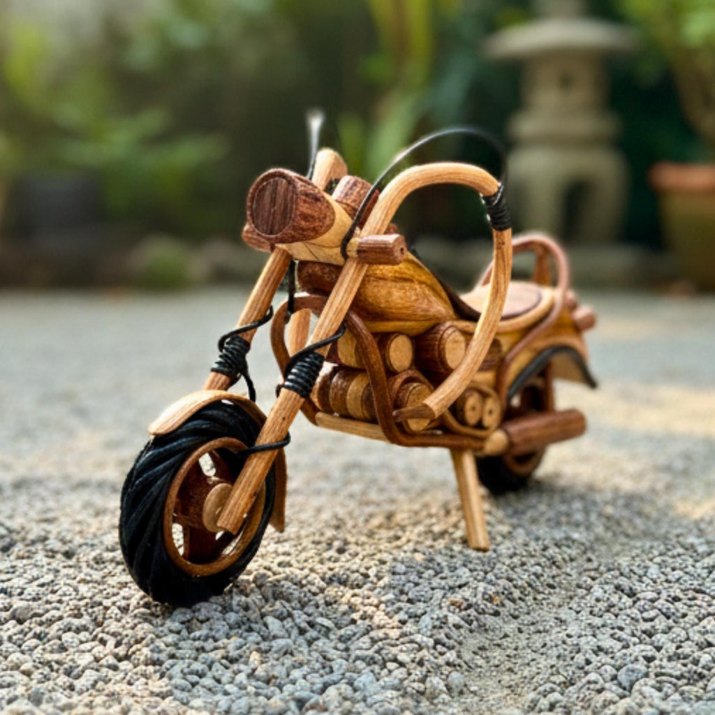Handcrafted Wooden Motorcycle Model: Chopper Bike Hobby Gift & Toy