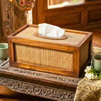 Tissue Box Teak Wood Rustic 11 Inch Rectangular Cover - Siam Wood Artisans
