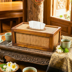 Tissue Box Teak Wood Rustic 11 Inch Rectangular Cover - Siam Wood Artisans