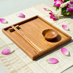 Wooden Sushi Serving Set: Hand Carved Hardwood Japanese-Style Tableware - Siam Wood Artisans