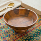 Pedestal Fruit Bowl Acacia Wood Natural 13 Inch Table Centerpiece - Siam Wood Artisans