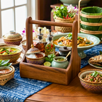 Teak Wood Condiment Holder, 9 Inch Tabletop Caddy, Anniversary Present for Home Chef - Siam Wood Artisans