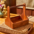 Teak Wood Condiment Holder, 9 Inch Tabletop Caddy, Anniversary Present for Home Chef - Siam Wood Artisans