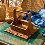 Teak Wood Condiment Holder, 9 Inch Tabletop Caddy, Anniversary Present for Home Chef - Siam Wood Artisans