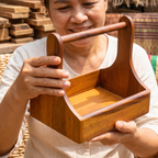 Teak Wood Condiment Holder, 9 Inch Tabletop Caddy, Anniversary Present for Home Chef - Siam Wood Artisans