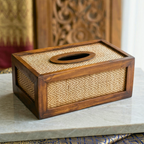 Tissue Box Teak Wood Rustic 11 Inch Rectangular Cover - Siam Wood Artisans