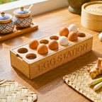 Teak Wood Egg Holder, 12 Inch Countertop Tray, Thoughtful Present for Culinary Enthusiast - Siam Wood Artisans