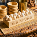 Teak Wood Egg Holder, 12 Inch Countertop Tray, Thoughtful Present for Culinary Enthusiast