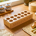 Teak Wood Egg Holder, 12 Inch Countertop Tray, Thoughtful Present for Culinary Enthusiast - Siam Wood Artisans