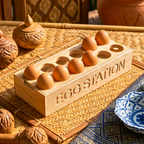 Teak Wood Egg Holder, 12 Inch Countertop Tray, Thoughtful Present for Culinary Enthusiast - Siam Wood Artisans