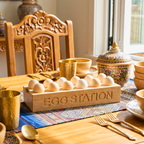 Teak Wood Egg Holder, 12 Inch Countertop Tray, Thoughtful Present for Culinary Enthusiast - Siam Wood Artisans