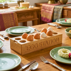 Teak Wood Egg Holder, 12 Inch Countertop Tray, Thoughtful Present for Culinary Enthusiast - Siam Wood Artisans