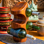 Wine Rack Acacia Wood Natural 4 Bottle Stand - Siam Wood Artisans