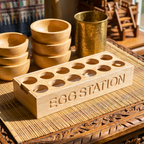 Teak Wood Egg Holder, 12 Inch Countertop Tray, Thoughtful Present for Culinary Enthusiast - Siam Wood Artisans