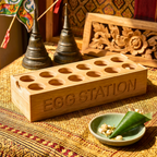Teak Wood Egg Holder, 12 Inch Countertop Tray, Thoughtful Present for Culinary Enthusiast - Siam Wood Artisans