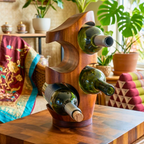Wine Rack Acacia Wood Natural 4 Bottle Stand - Siam Wood Artisans