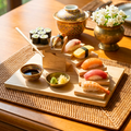 Teak Wood Sushi Tray, 12 Inch Staircase Platter, Unique Birthday Gift for Foodie