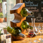 Wine Rack Acacia Wood Natural 4 Bottle Stand - Siam Wood Artisans