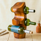 Wine Rack Acacia Wood Natural 4 Bottle Stand - Siam Wood Artisans