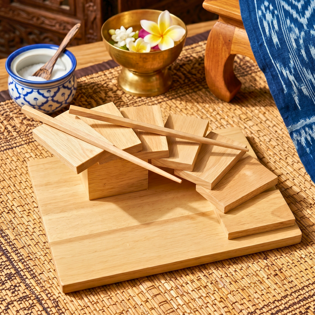 Teak Wood Sushi Tray, 12 Inch Staircase Platter, Unique Birthday Gift for Foodie