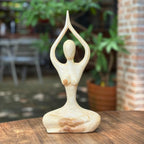 Hand Carved Wood Yoga Woman Sculpture: Thai Artisan Zen Decor - Siam Wood Artisans